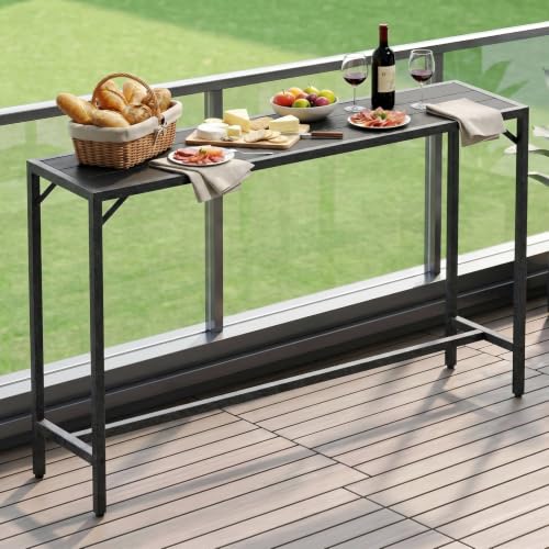 Outdoor Furniture - โต๊ะบาร์สำหรับลานกลางแจ้งขนาด 63 นิ้ว, โต๊ะเคาน์เตอร์สูงสำหรับใช้งานกลางแจ้ง, สีดำ |
