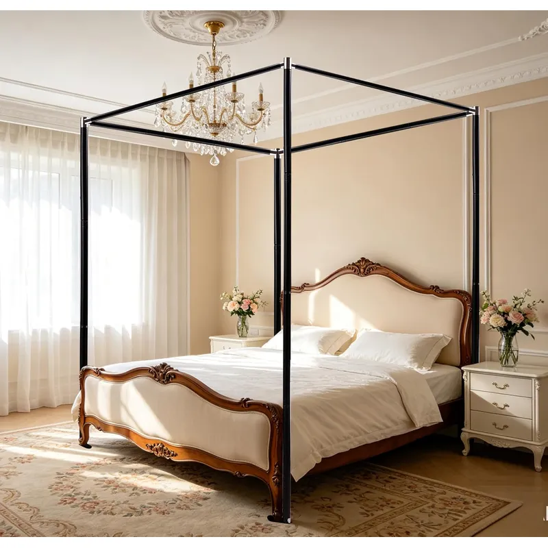 Canopy Bed Frame Metal Queen - โครงเตียงแบบมีหลังคา ทำจากสแตนเลสสตีล ขนาดควีนไซส์ โครงเตียงควีนไซส์แบบหนา สำหรับเตียงเหล็ก เตียงไม้