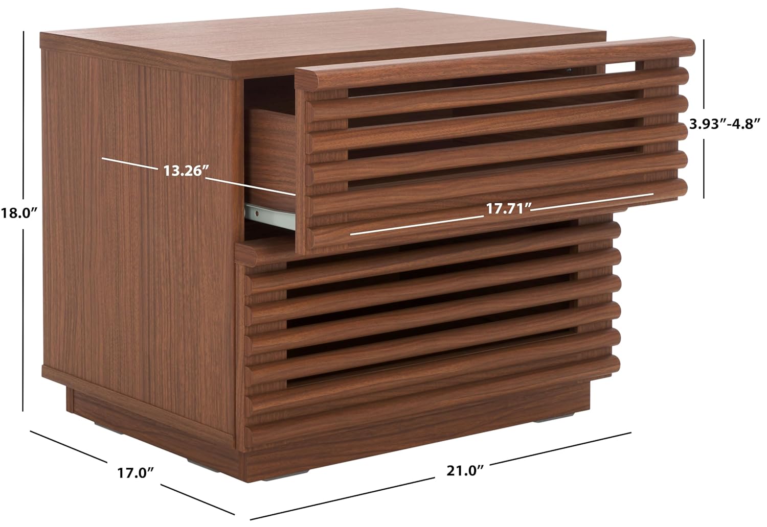 โต๊ะข้างเตียง Averi สีวอลนัทเข - Solid Wood Nightstand 2 Drawers บทวิจารณ์และราคา