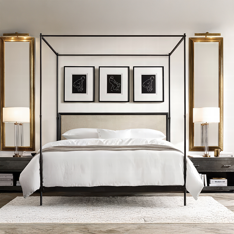 โครงเตียงโลหะสไตล์ฝรั่งเศสแบบโ - Canopy Bed Frame Metal Queen บทวิจารณ์และราคา