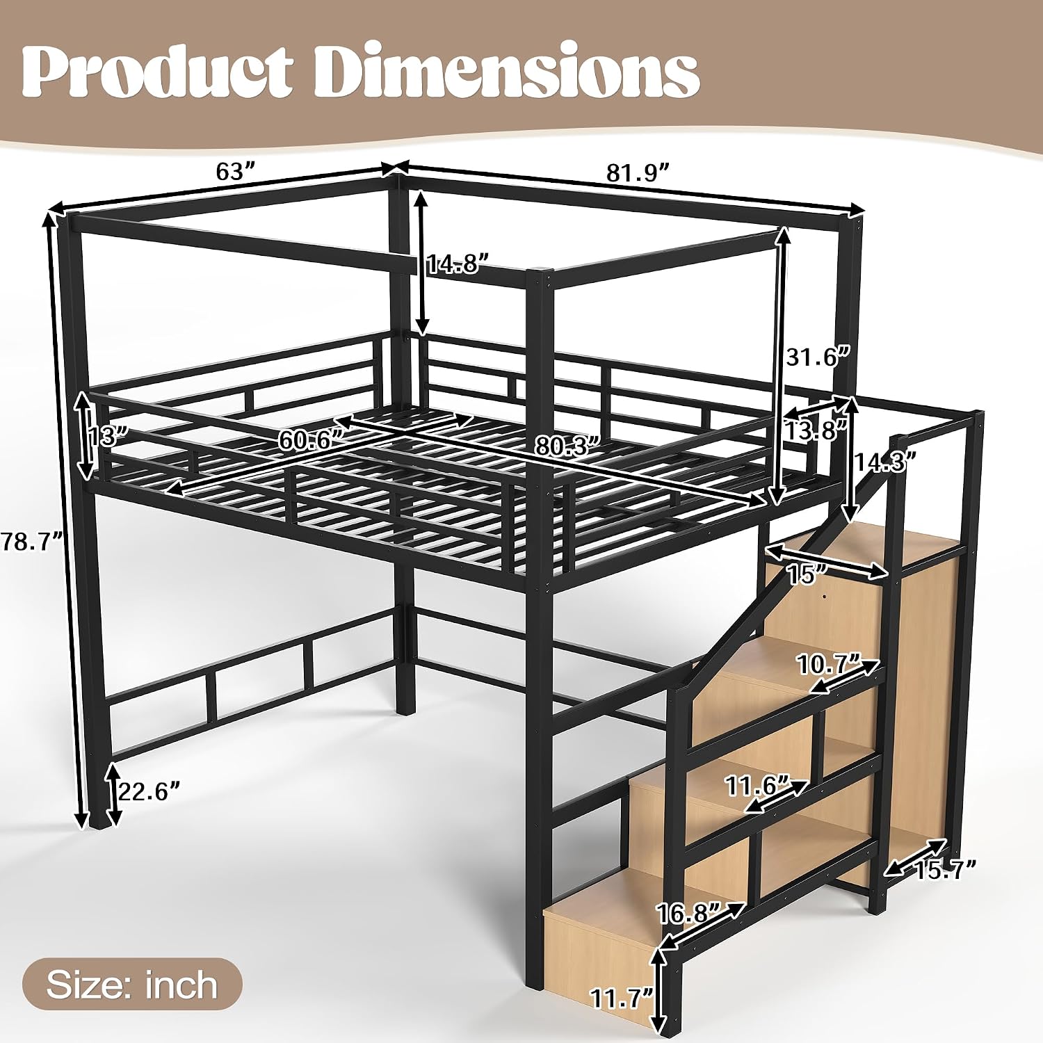 เตียงลอฟท์ควีนไซส์ พร้อมบันไดเ - Canopy Bed Frame Metal Queen บทวิจารณ์และราคา