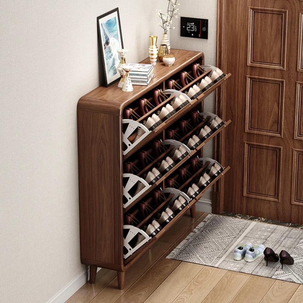 ตู้เก็บรองเท้าแบบพับได้ทรงเพรี - Shoe Rack Cabinet Narrow Entryway บทวิจารณ์และราคา