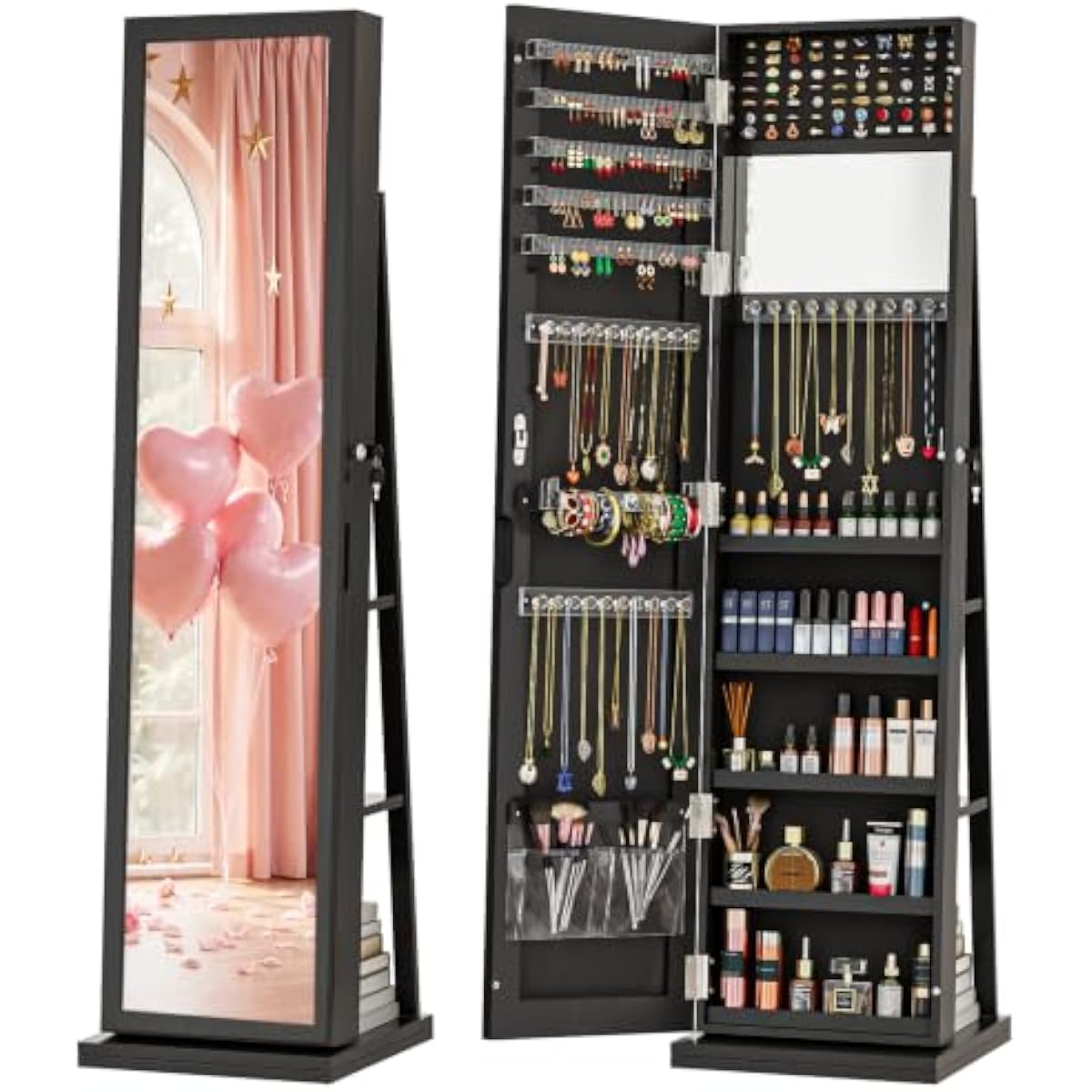 ตู้เก็บเครื่องประดับสีดำหรูหรา - Full Length Mirror Jewelry Armoire บทวิจารณ์และราคา