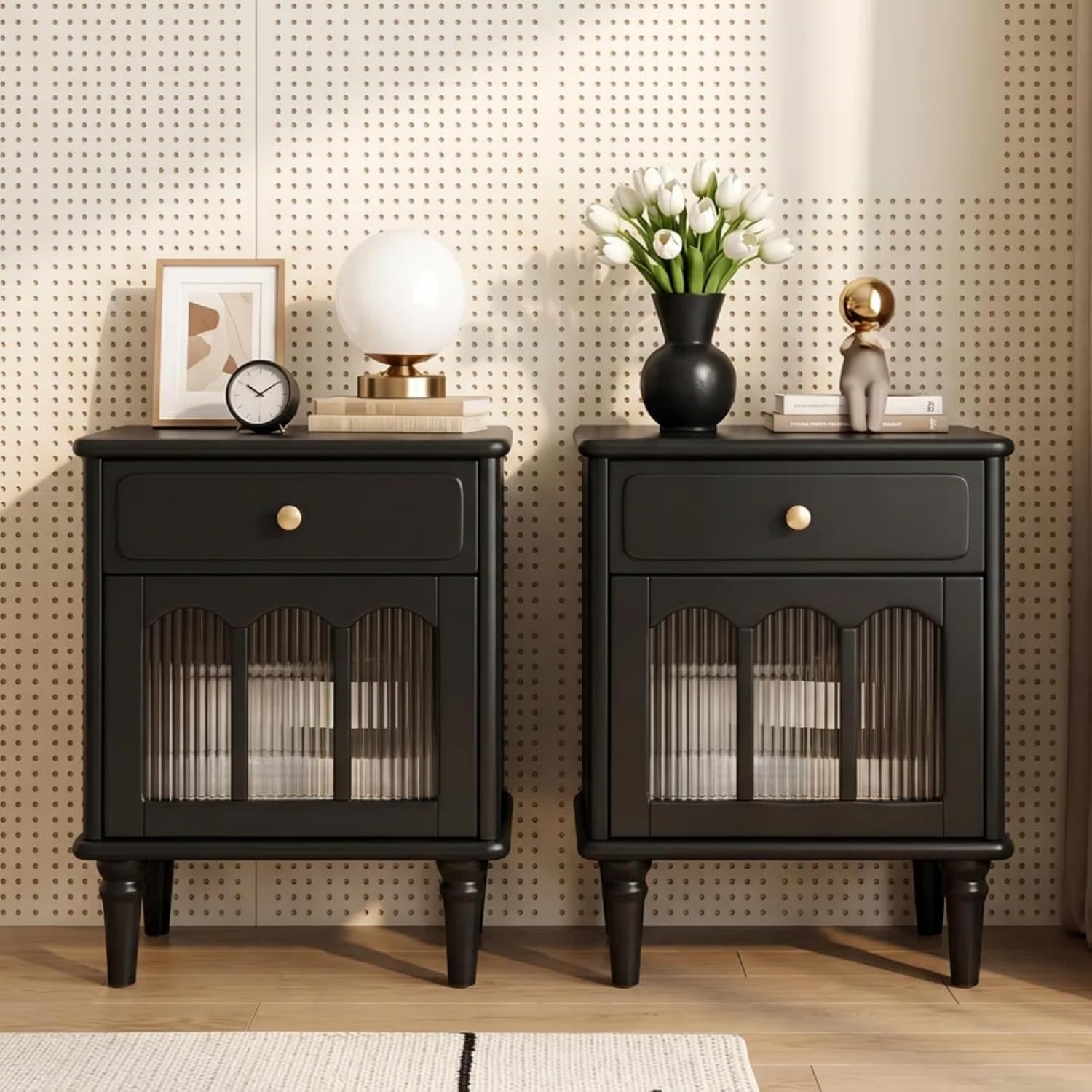 ชุดโต๊ะข้างเตียงไม้เนื้อแข็ง 2 - Solid Wood Nightstand 2 Drawers บทวิจารณ์และราคา