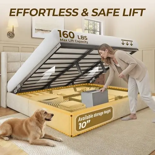 เตียงยกเก็บของขนาดคิงไซส์, เตี - Gas Lift Storage Bed Hydraulic บทวิจารณ์และราคา
