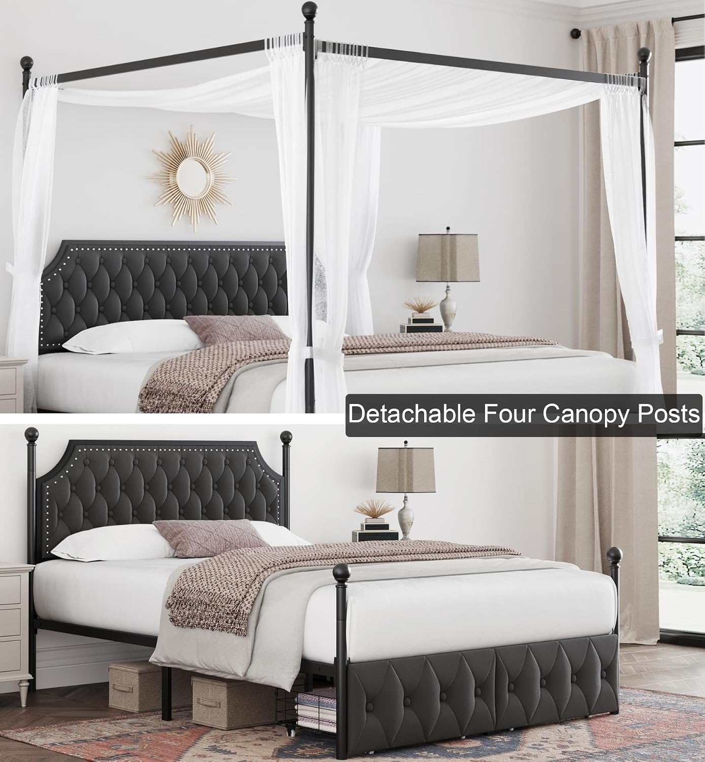 โครงเตียงควีนไซส์แบบมีหลังคา พ - Canopy Bed Frame Metal Queen บทวิจารณ์และราคา