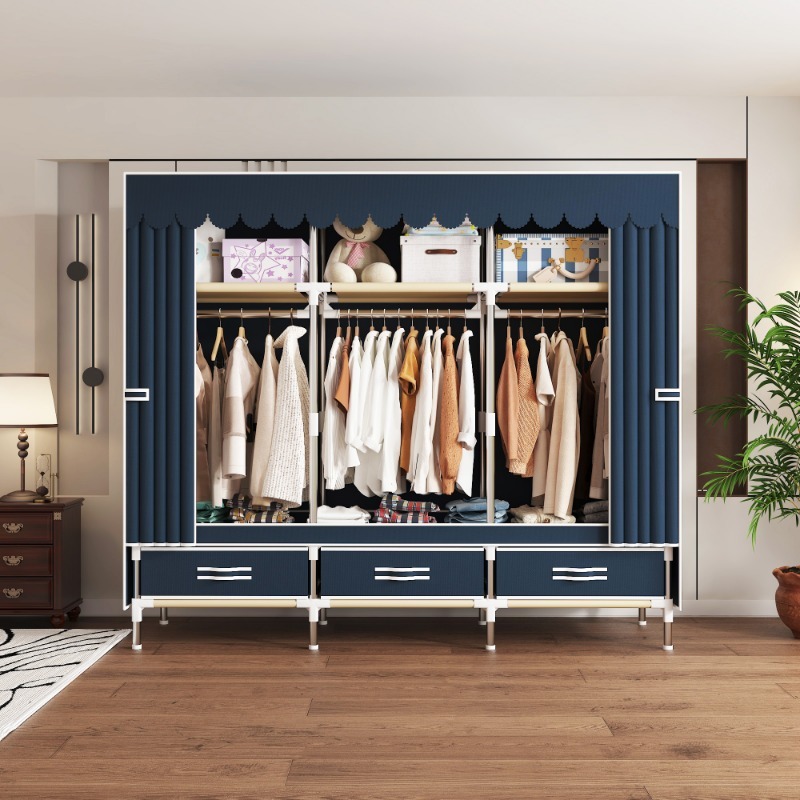 ตู้เสื้อผ้าผ้าขนาด 65 นิ้ว พร้ - Wardrobe Closet Portable Fabric Cover บทวิจารณ์และราคา
