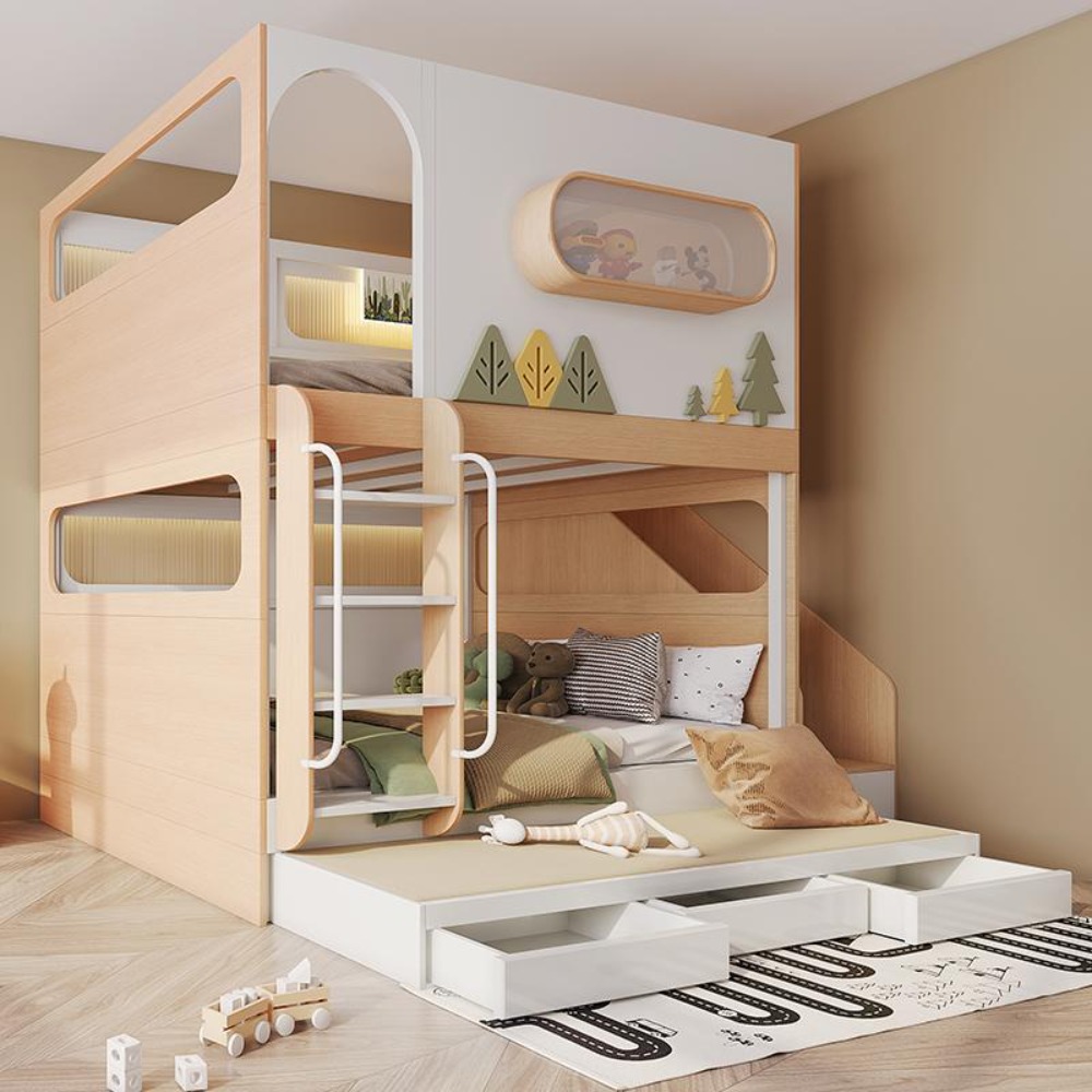 เตียงสองชั้นทรงแคปซูลอวกาศพร้อ - Bunk Bed With Stairs And Slide บทวิจารณ์และราคา