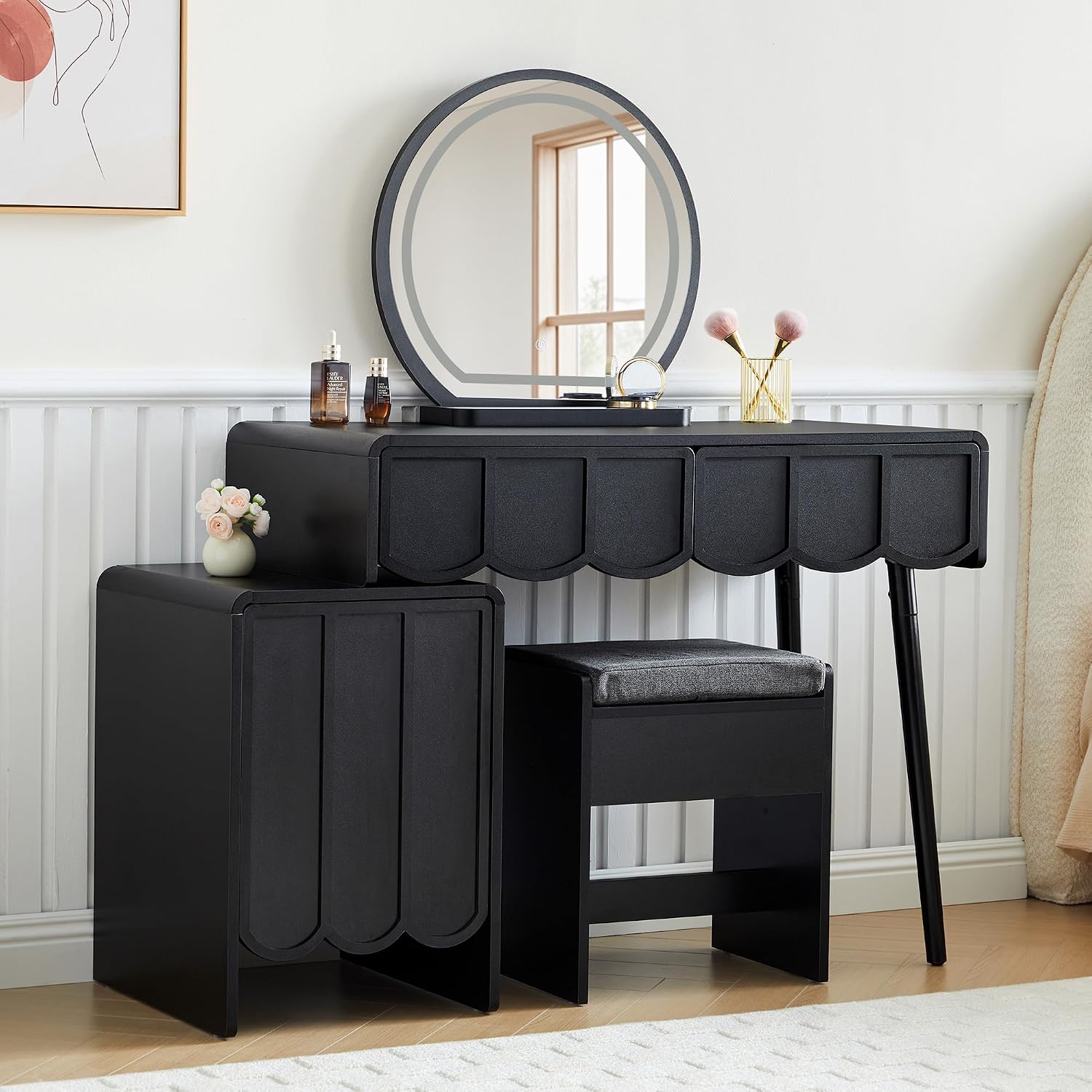 โต๊ะเครื่องแป้งพร้อมกระจกและไฟ - Dressing Table Vanity With Lighted Mirror บทวิจารณ์และราคา