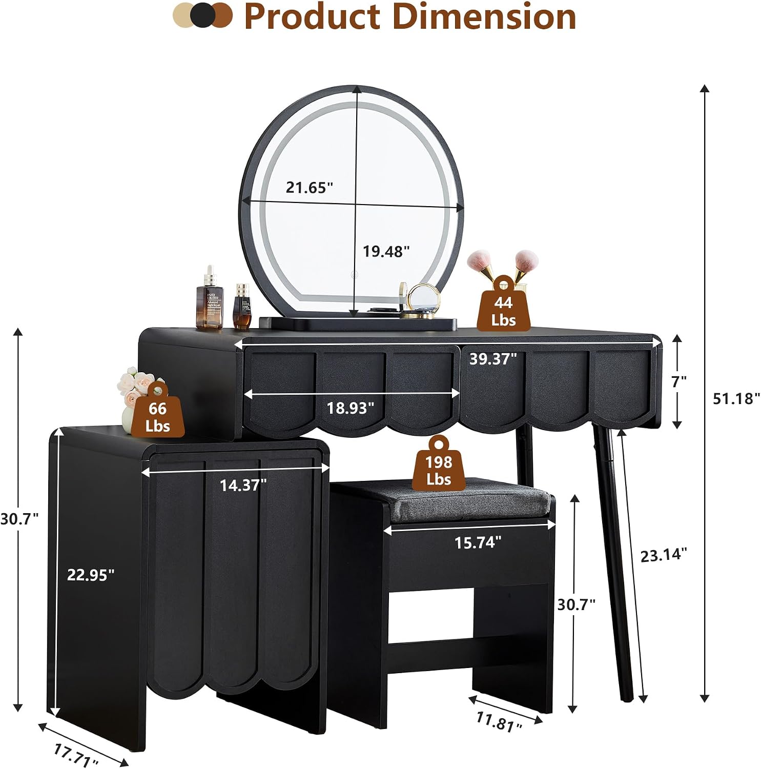 โต๊ะเครื่องแป้งพร้อมกระจกและไฟ - Dressing Table Vanity With Lighted Mirror บทวิจารณ์และราคา