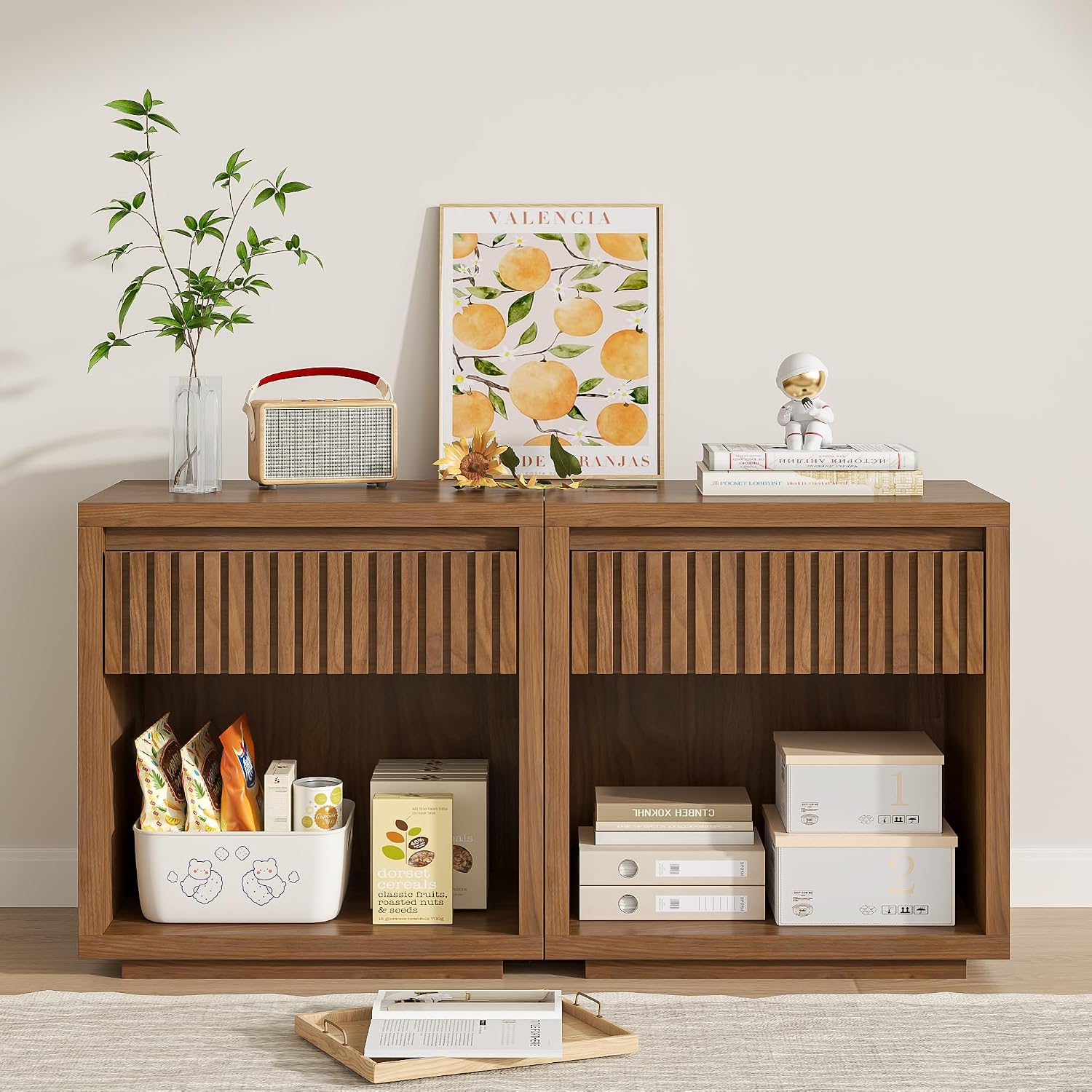 ชุดโต๊ะข้างเตียง 2 ลิ้นชัก ลาย - Solid Wood Nightstand 2 Drawers บทวิจารณ์และราคา