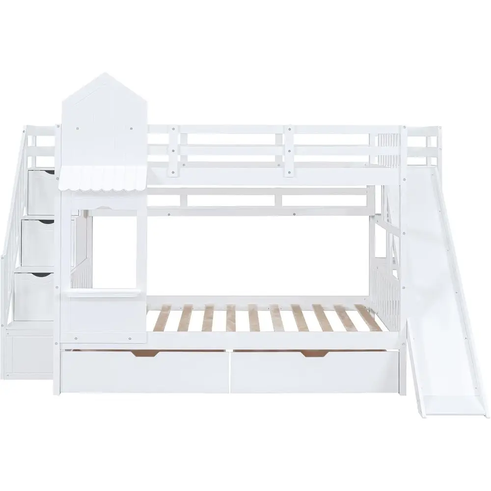 เตียงสองชั้นแบบ Twin Over Twin - Bunk Bed With Stairs And Slide บทวิจารณ์และราคา