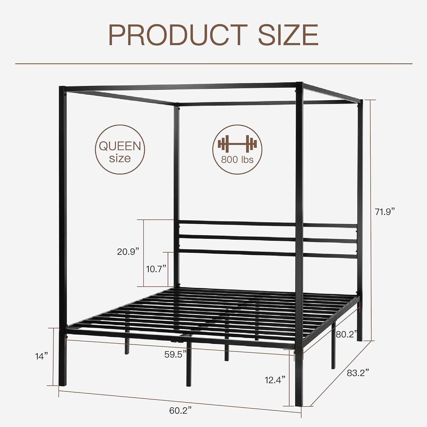 โครงเตียงโลหะแบบมีหลังคา รุ่น  - Canopy Bed Frame Metal Queen บทวิจารณ์และราคา